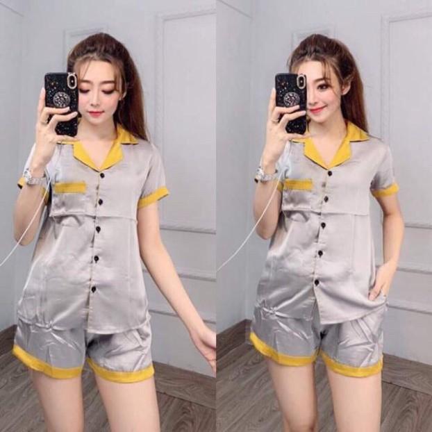 Bộ ngủ pijama lụa phi phối cổ loại đẹp