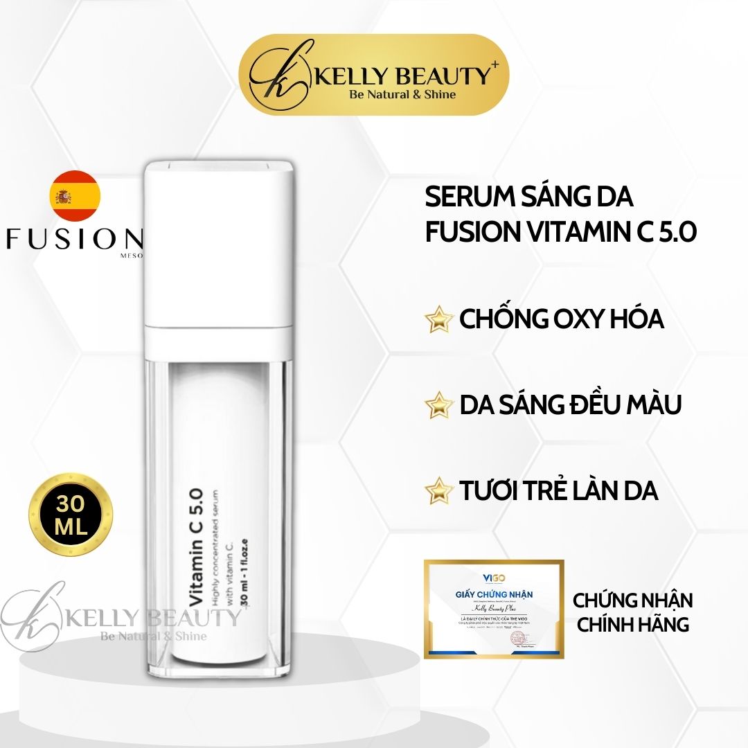 Fusion Vitamin C 5.0 - Tinh Chất Dưỡng Sáng Da, Mờ Thâm Sạm Nám; Tươi Trẻ Làn Da - Kelly Beauty