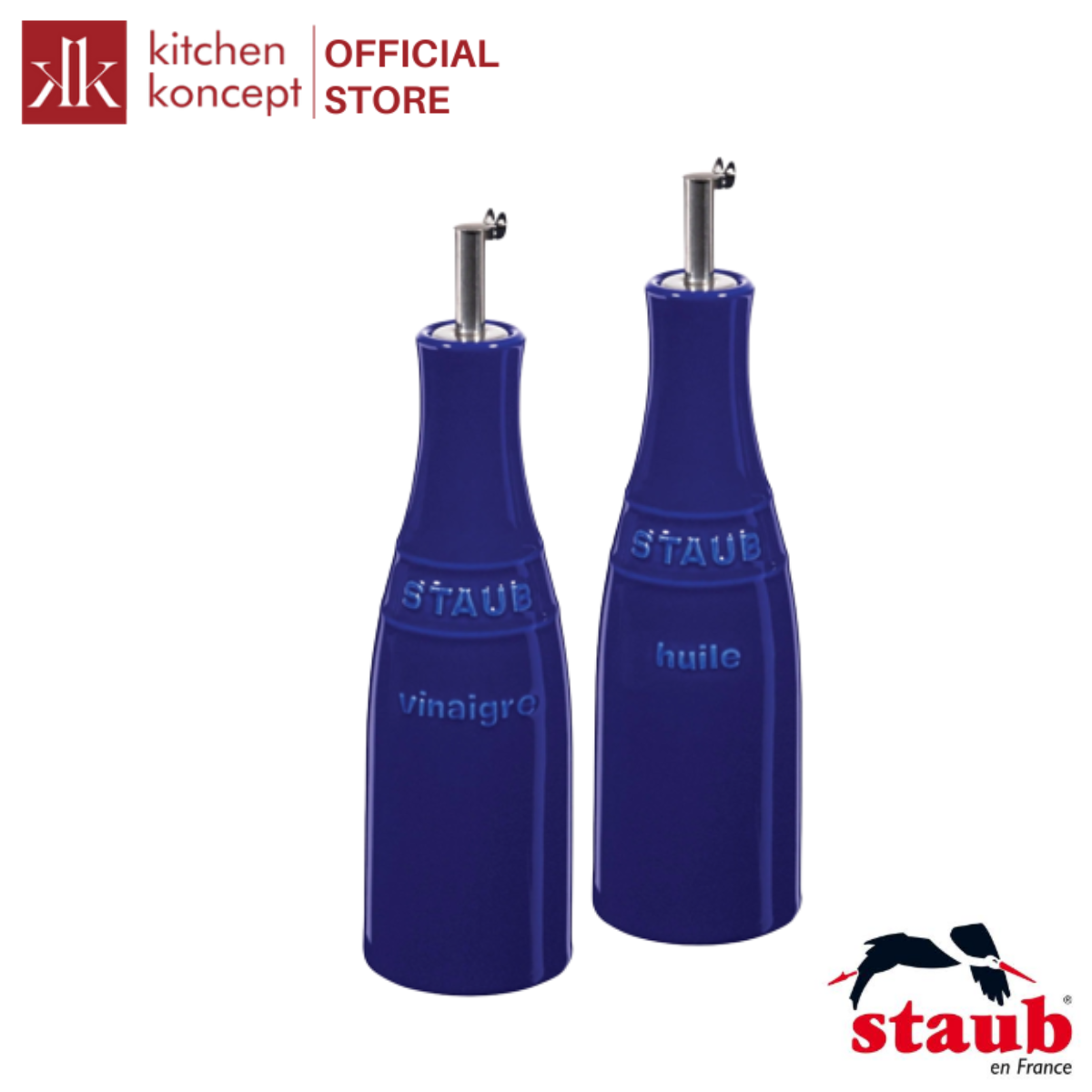 Staub - Bộ bình gốm đựng dầu màu xanh đen - 250ml