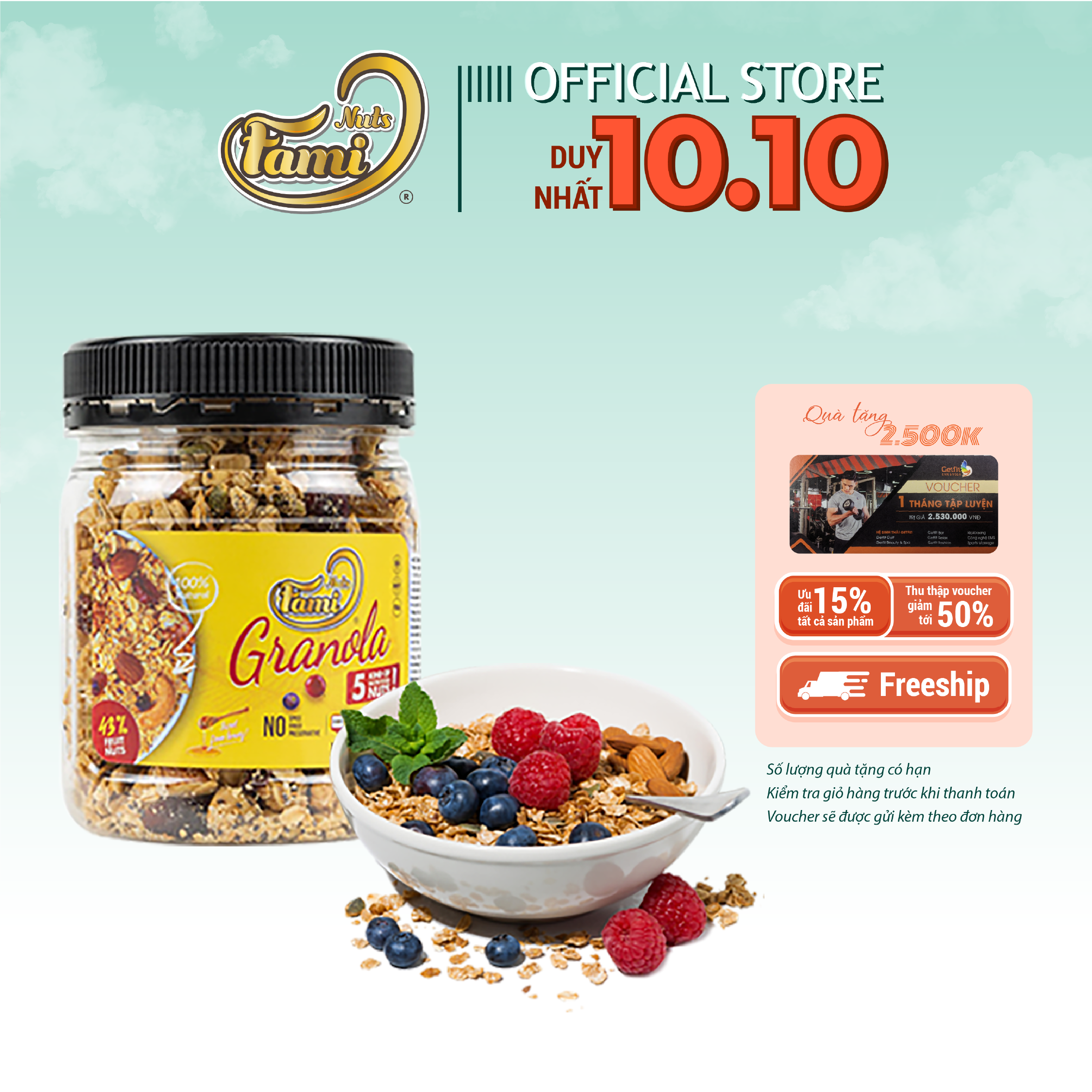 HẠT DINH DƯỠNG NGŨ CỐC GRANOLA FAMINUTS - Hũ Nhựa 280g- Ngũ Cốc Giảm Cân