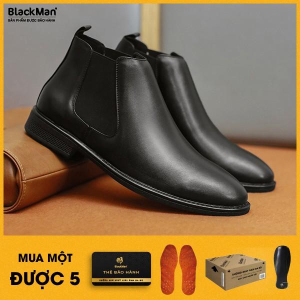 Giày tăng chiều cao bốt nam BLACKMAN Chealse Boot nam cao cấp màu ĐEN GC33