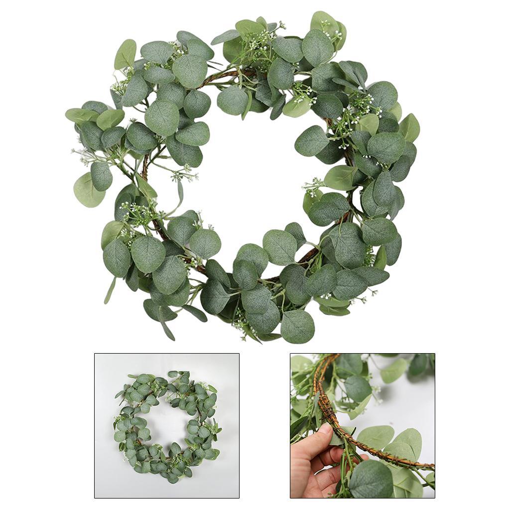 18" Artificial Front Door Wreath Green Leaves Garland Hanging