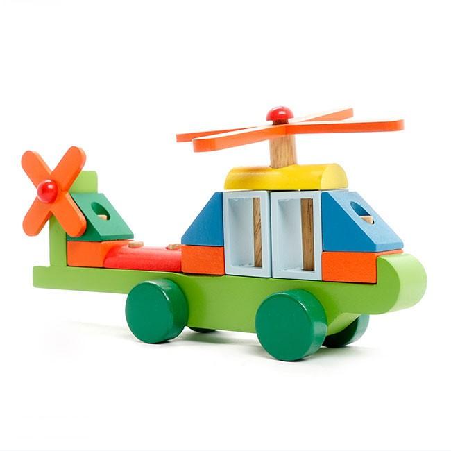 Máy bay trực thăng lắp ráp đồ chơi gỗ thông minh cho bé