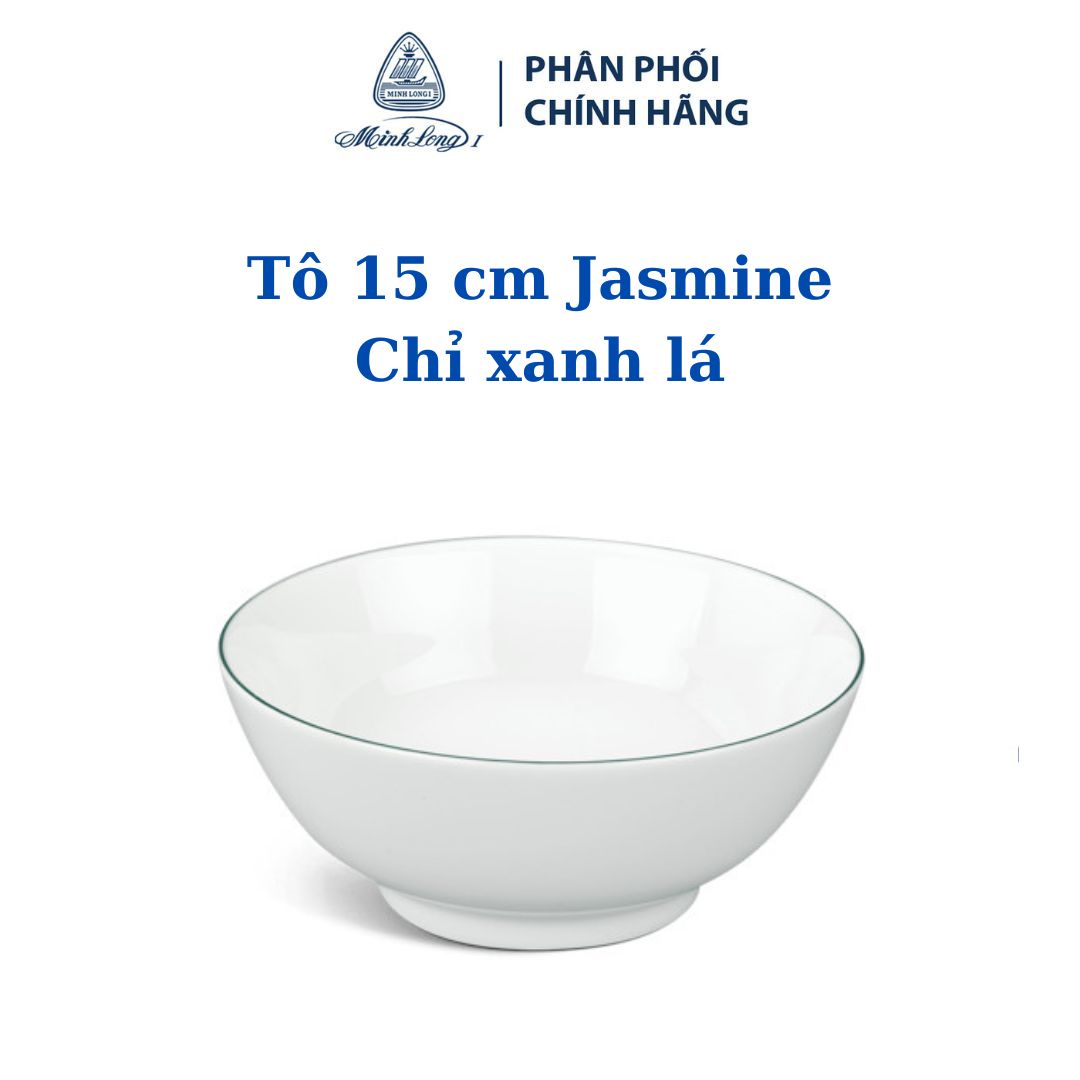 Tô thấp 15 cm - Jasmine - Chỉ xanh lá - Gốm sứ cao cấp Minh Long 1