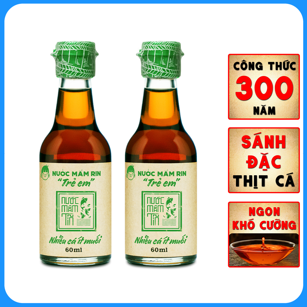 Đặc Sản Phan Thiết - Combo 2 Chai Nước Mắm Tĩn Ăn Dặm Cho Bé Độ Đạm 42N Làm Từ Cá Cơm Than Nguyên Chất (60Ml/Chai)