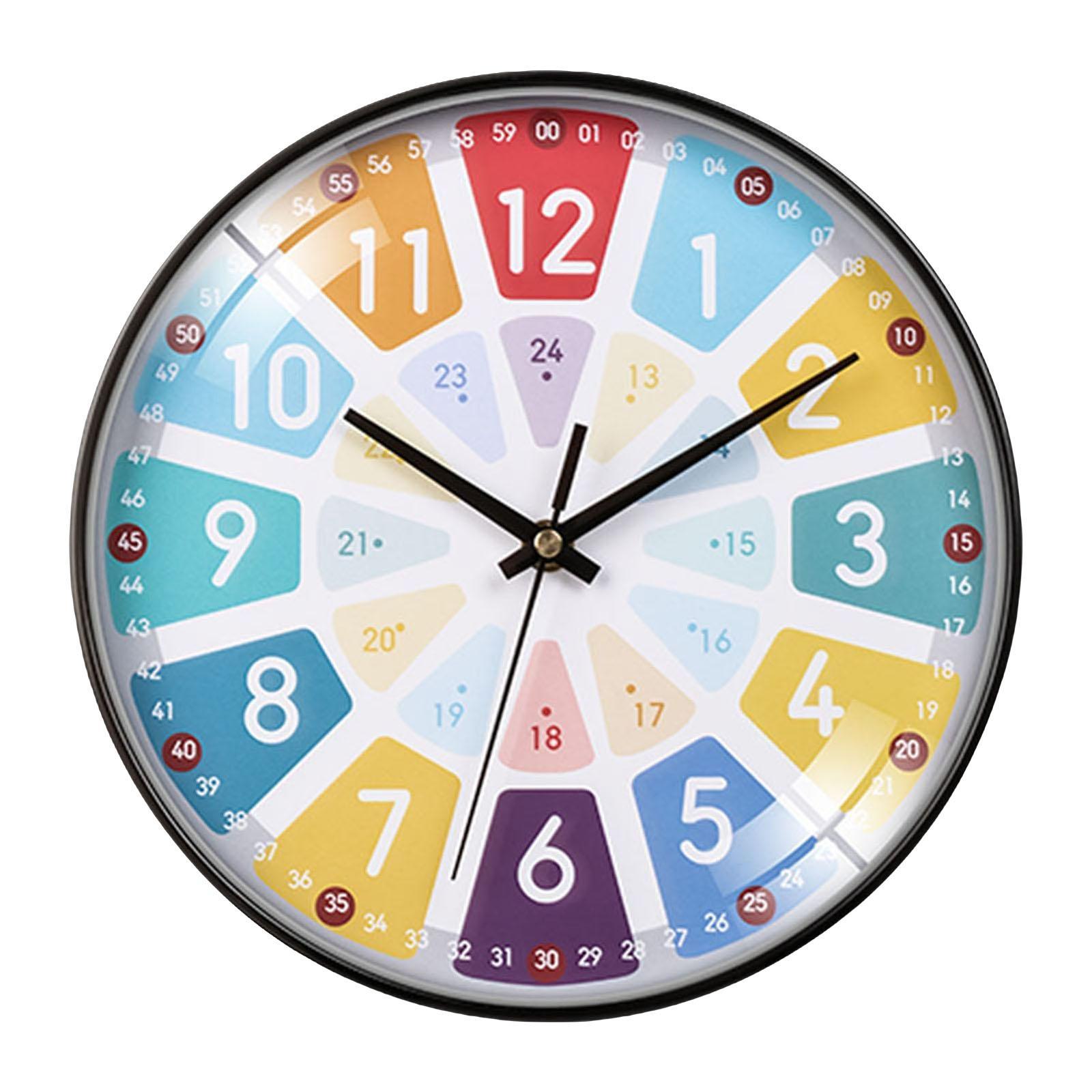 Kids Wall Clock Silent Non Ticking Kids Learning Living Room Home