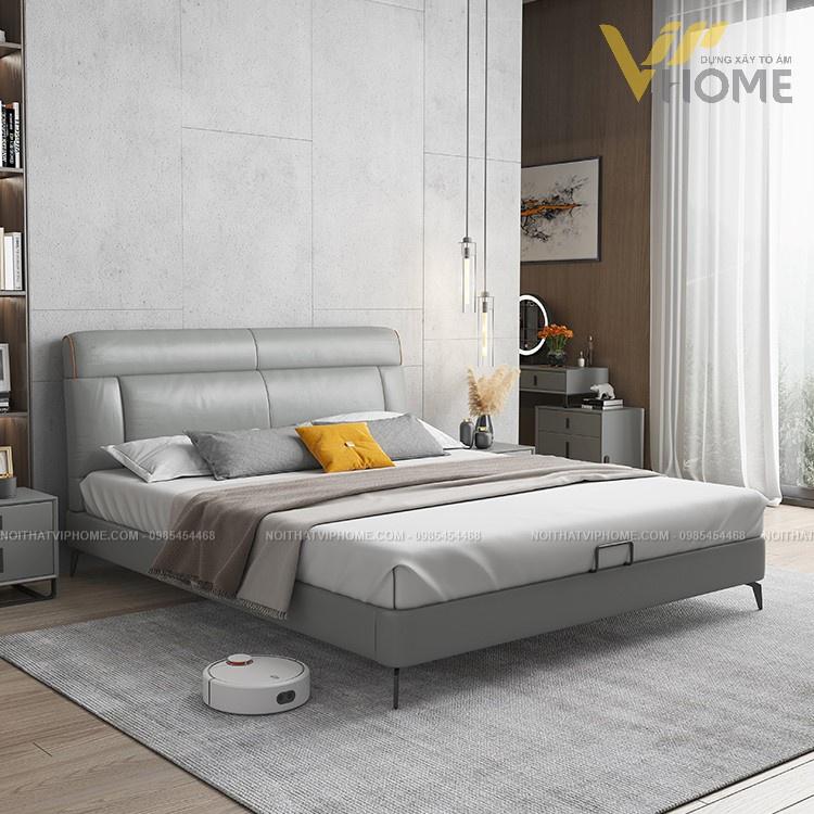 Giường ngủ bọc da nhập khẩu phong cách tân cổ điển đẹp GBD-20163