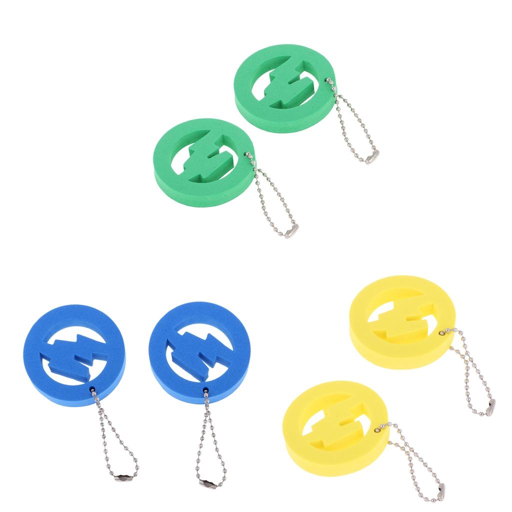 2x2 Pieces Round Buoy EVA Floating Keychain Keyring Water Key Float Blue