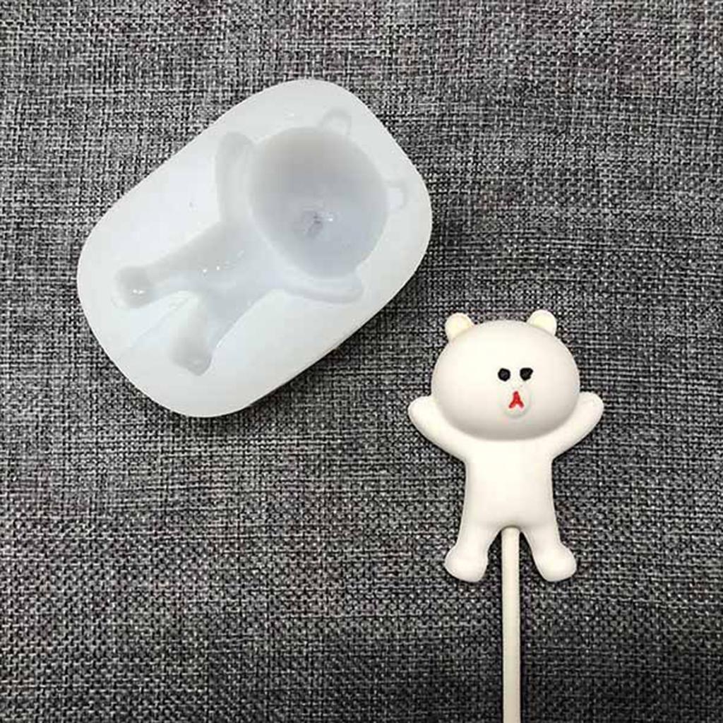 Silicone Chocolate Lollipop Mold With 2 Pieces Rabbit And Bear Shape Silicone Cake Mold Fondant Sugarcraft Baking Moulds Kitchen Cooking Tool