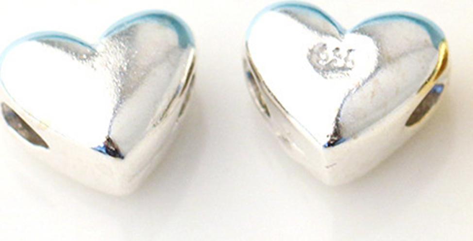 Combo charm bạc trắng hình trái tim xỏ ngang - Ngọc Quý Gemstones