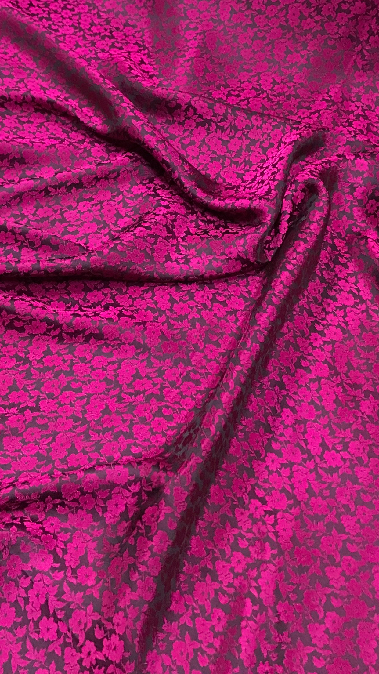 Vải Lụa Tơ Tằm Palacesilk hoa mai màu hồng sen đậm may áo dài, dệt thủ công#mềm mượt#nhẹ#thoáng mát, khổ rộng 90cm
