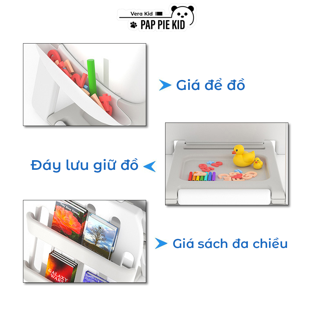 Bảng Vẽ, Bảng vẽ cho bé hình gấu Vera Kid Tặng kèm bộ số chữ và ghế ngồi cho bé