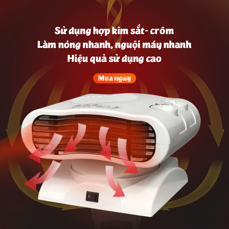 Máy sưởi ấm kèm thổi gió SY-863 xoay đảo chiều 3 tốc độ nóng gió