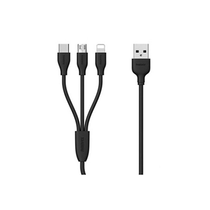 Cáp sạc nhanh Remax SUDA 3 in 1 RC-109TH cổng MicroUSB, Lightning, Type C - Hàng nhập khẩu