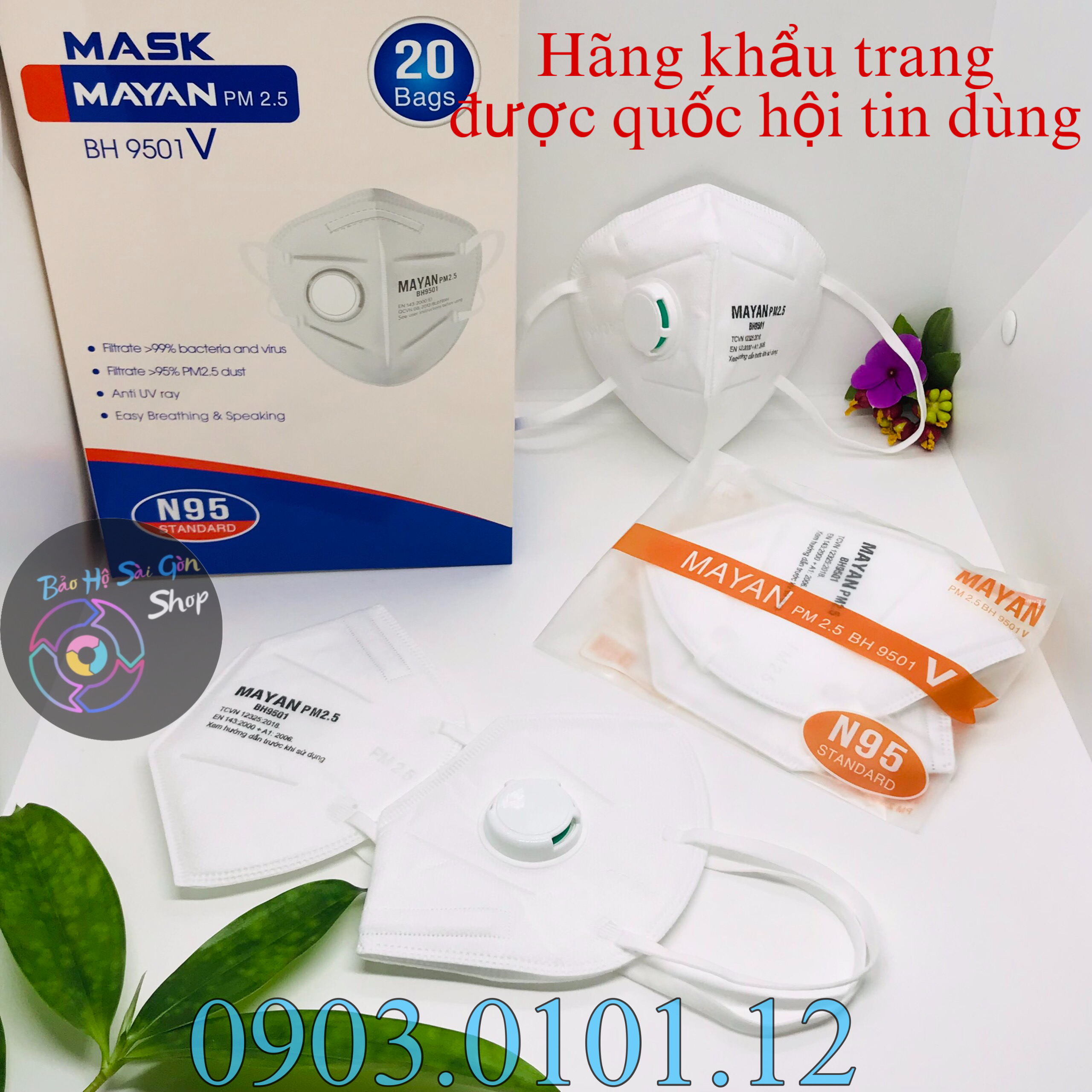 Khẩu Trang N95 Có Van Thở - Đệm Mũi Cao Cấp [Mayan PM 2.5 - Chính Hãng - 4 Lớp Kháng Khuẩn - Than Hoạt Tính