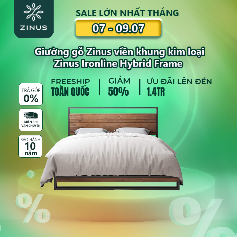 Khung giường kim loại cao 25cm Joseph