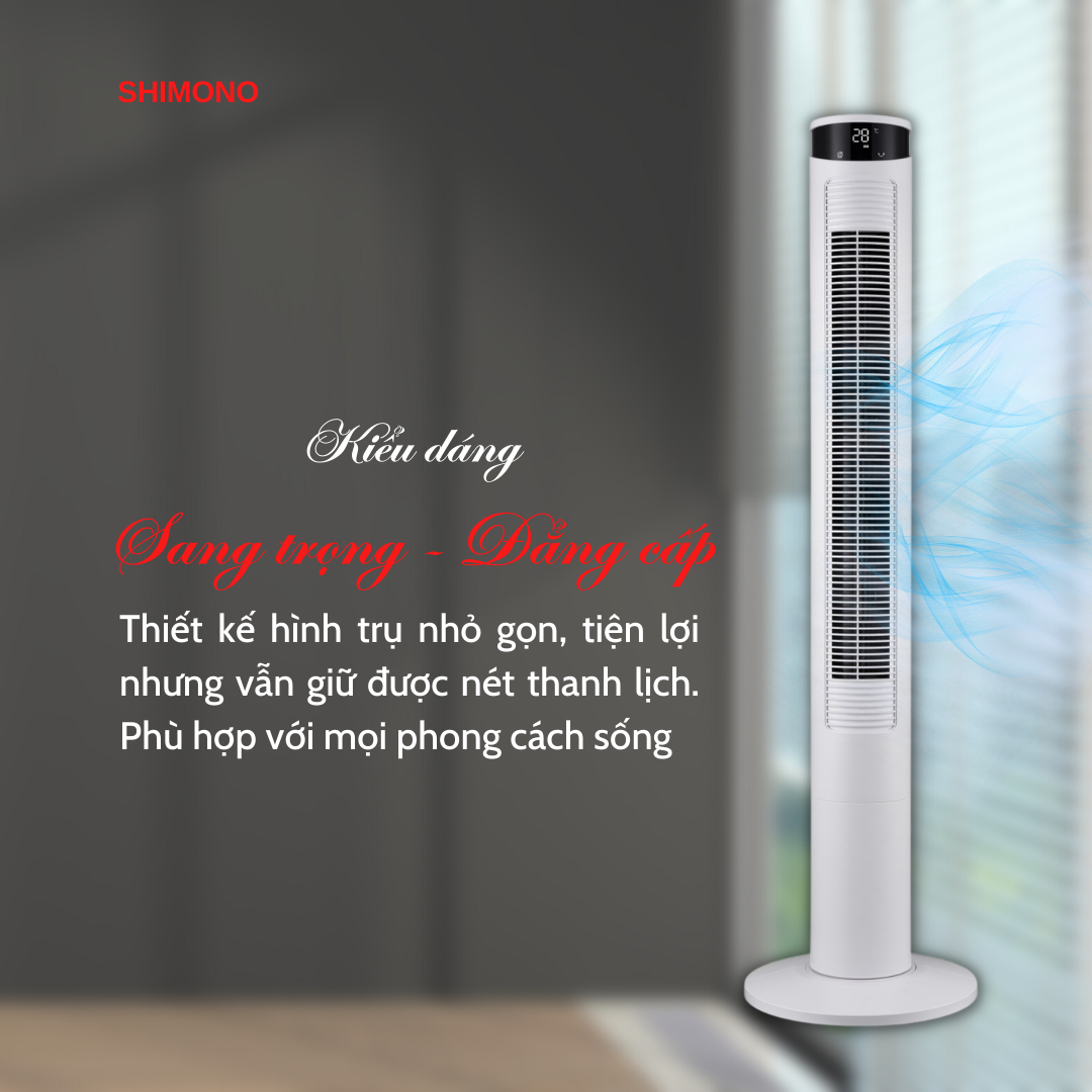 Quạt Tháp SHIMONO SM-TF46LS Cao Cấp Màn Hình LED Hiển Thị Nhiệt Độ BH 12 Tháng - 2 Màu lựa chọn Hàng Chính Hãng