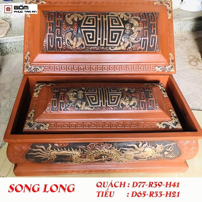 Tiểu quách bát tràng tiểu sành gốm sứ cao cấp đất đỏ song long kích thước chuẩn- giao sỉ toàn quốc