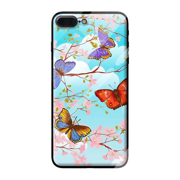Ốp kính cường lực cho iPhone 7 Plus mẫu BƯỚM 4 MÀU 1 - Hàng chính hãng