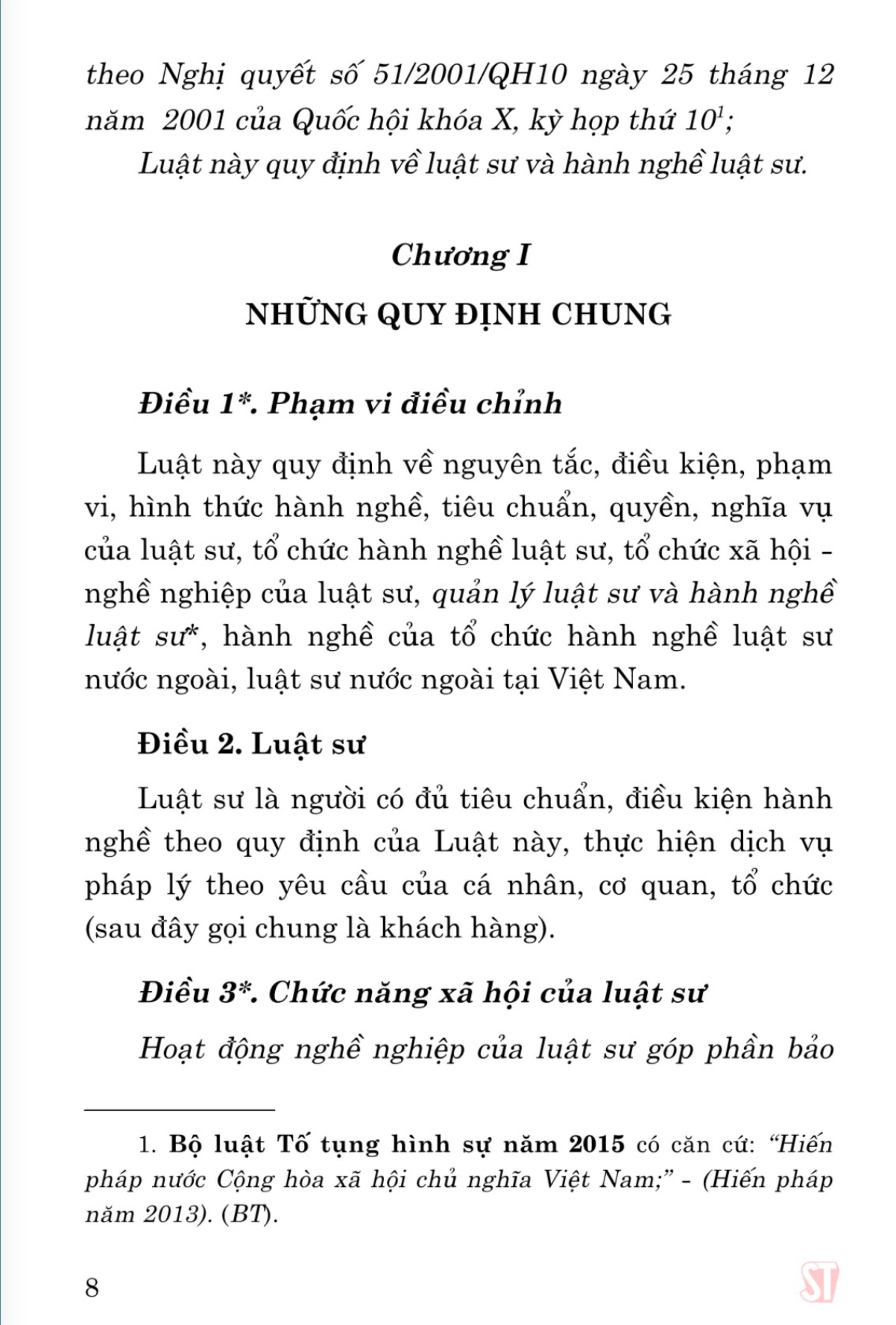 Luật Luật Sư (hiện hành) (sửa đổi, bổ sung năm 2012, 2015)