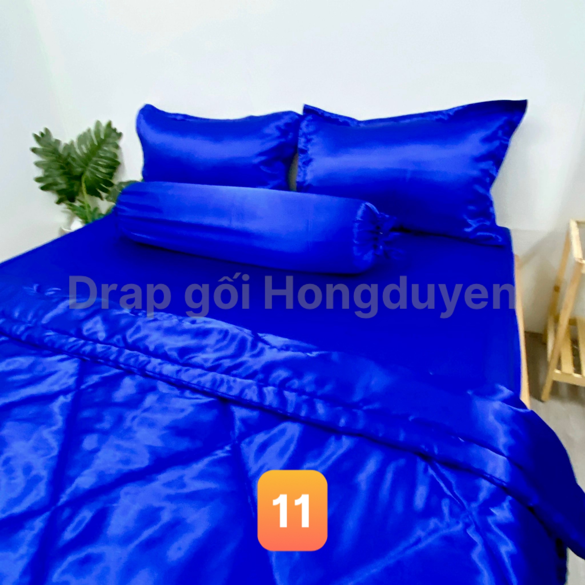 Trọn bộ chăn-vỏ gối-ga phi bóng 1m6/1m8 trơn xanh coban 11. Bộ drap phi bóng 1 màu. Bộ grap phi bóng. Bộ drap phi lụa. Bộ grap phi lụa. Bộ ga phi lụa. Ga giường - drap giường - grap giường - ra giường.