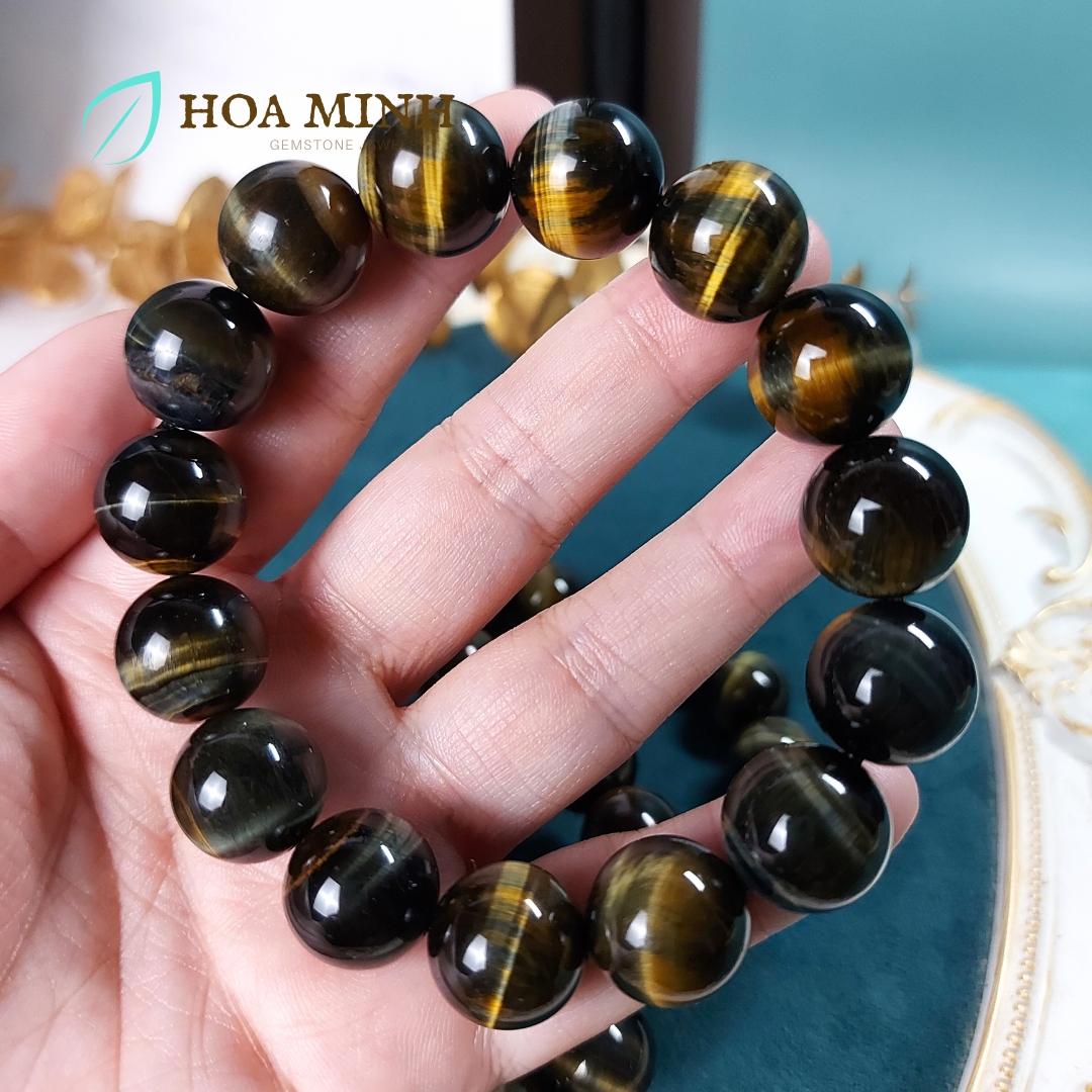 Vòng tay đá Mắt Hổ size 14 li kiểu mắt đại bàng 5A VIP tự nhiên không kén mệnh, phong cách bản lĩnh chững chạc vòng tay nam