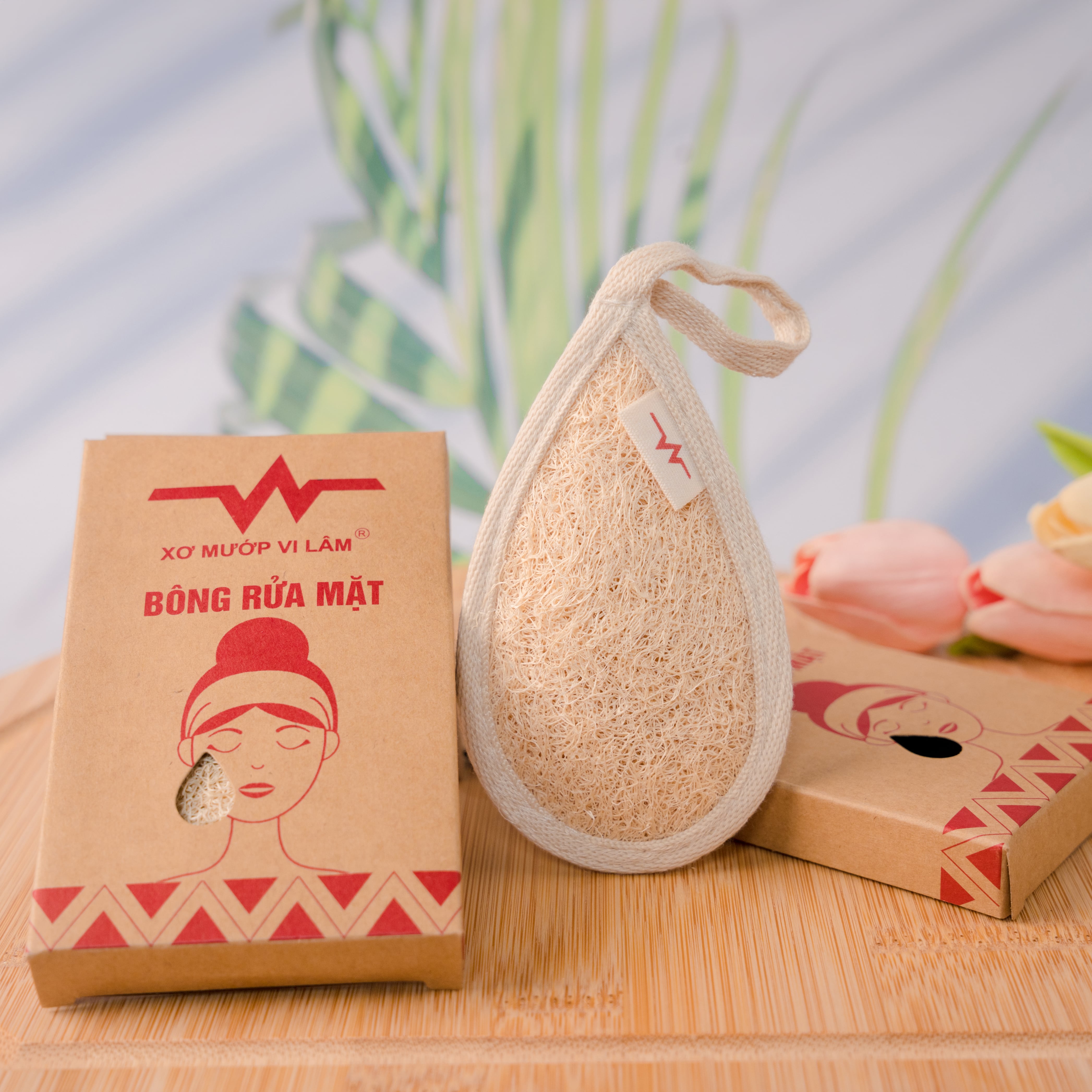 Bông Rửa Mặt Xơ Mướp Vi Lâm - Massage Mặt Và Tẩy Tế Bào Chết Vùng Da Mặt, Giúp Vùng Da Mặt Trắng Hồng Tự Nhiên