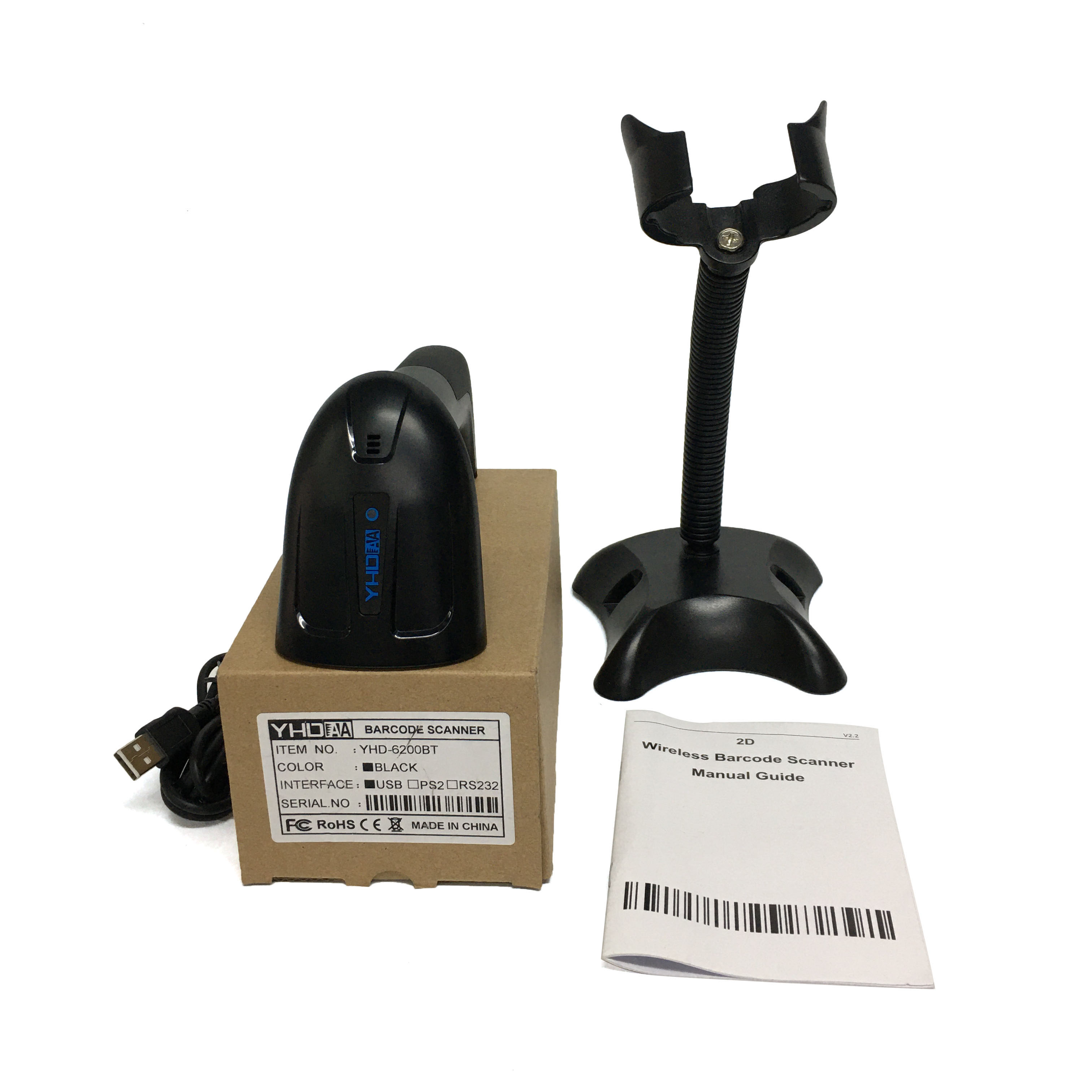 Máy quét mã vạch có dây YHD 6200D 2D, Máy đọc mã vạch Barcode Qrcode, Đầu đọc mã vạch có dây kết nối Máy tính bàn, Laptop - Hàng nhập khẩu