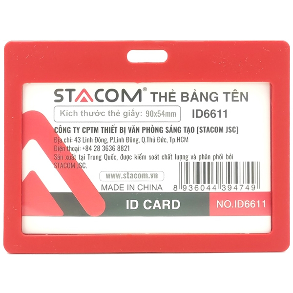 Bộ 3 Bảng Tên Nhựa Stacom ID6611 - Màu Đỏ