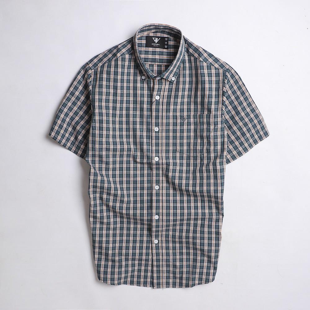 Áo sơ mi tay ngắn nam cao cấp kẻ caro chất cotton bền đẹp chính hãng DARNELL DN0041
