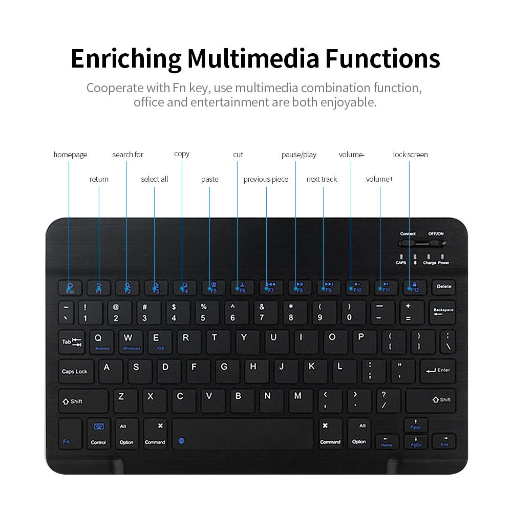 Bàn phím không dây BT siêu mỏng có thể sạc lại,3 hệ thống phổ thông
