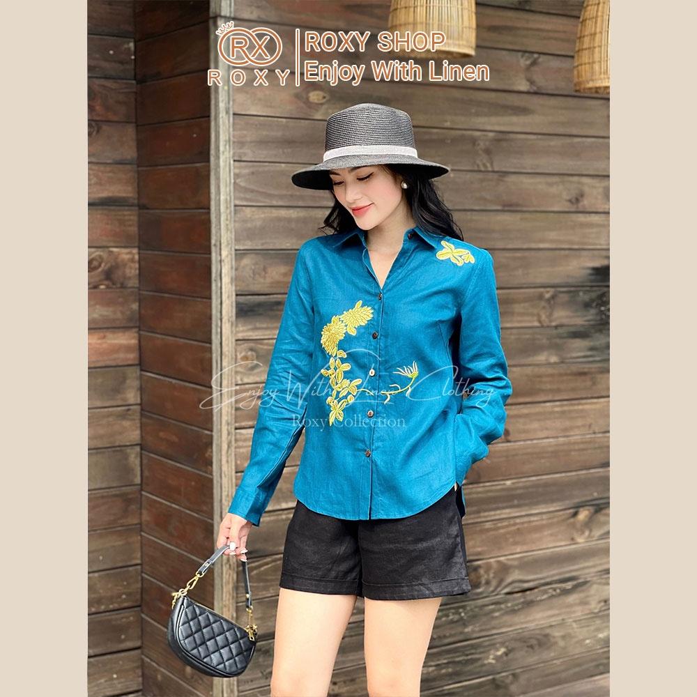 Áo Sơ Mi Linen Tay Dài Thêu Hoa
