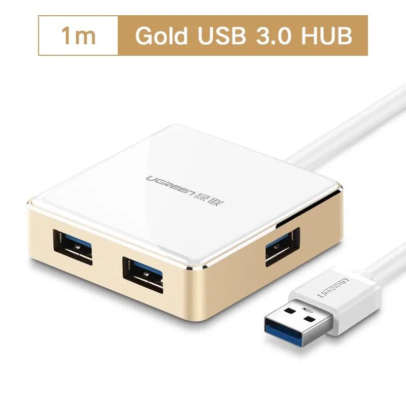 Ugreen UG20784US168TK 1M màu Vàng Bộ chia HUB USB 3.0 sang 4 USB 3.0 vỏ hợp kim nhôm hỗ trợ nguồn 5V - HÀNG CHÍNH HÃNG