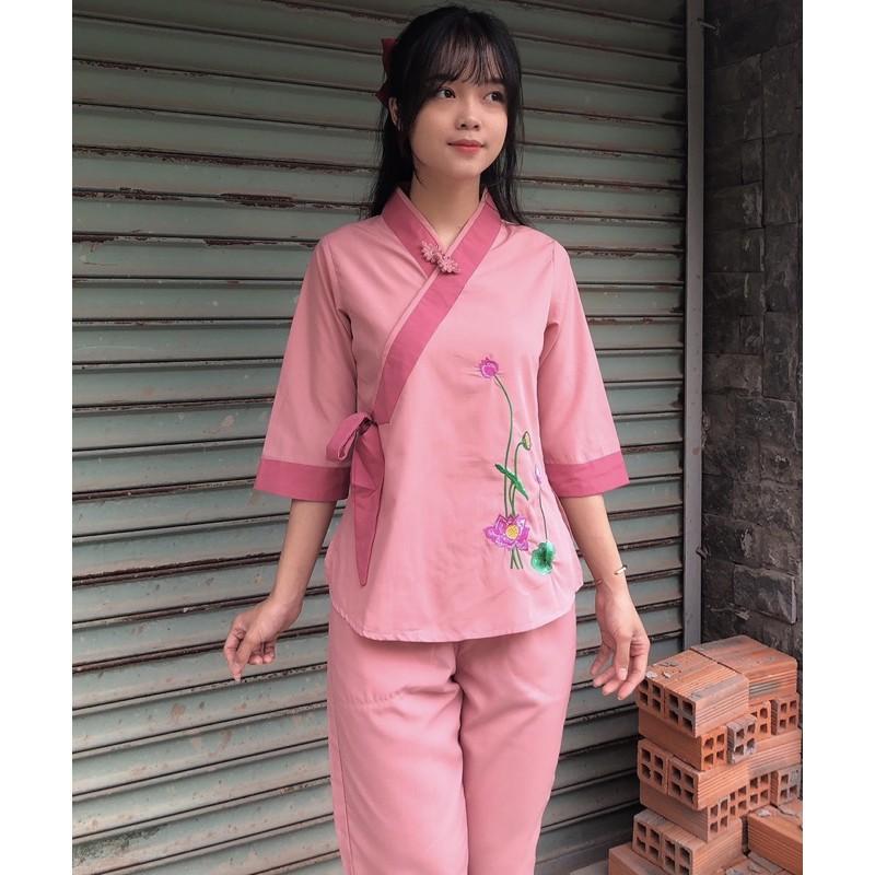 Đồ Lam Đi Chùa # Một Nút Nơ Phối # Đồ Bộ Nữ # Quần Áo Nữ
