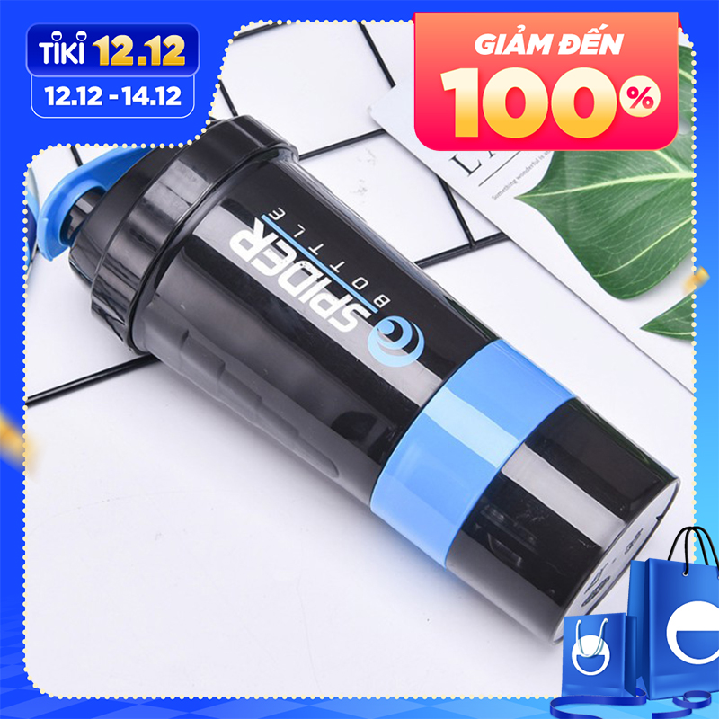 Bình Lắc Shaker Tập GYM 3 Ngăn Tiện Dụng 500 Ml Có Lò Xo Phong Cách Năng Động Thể Thao