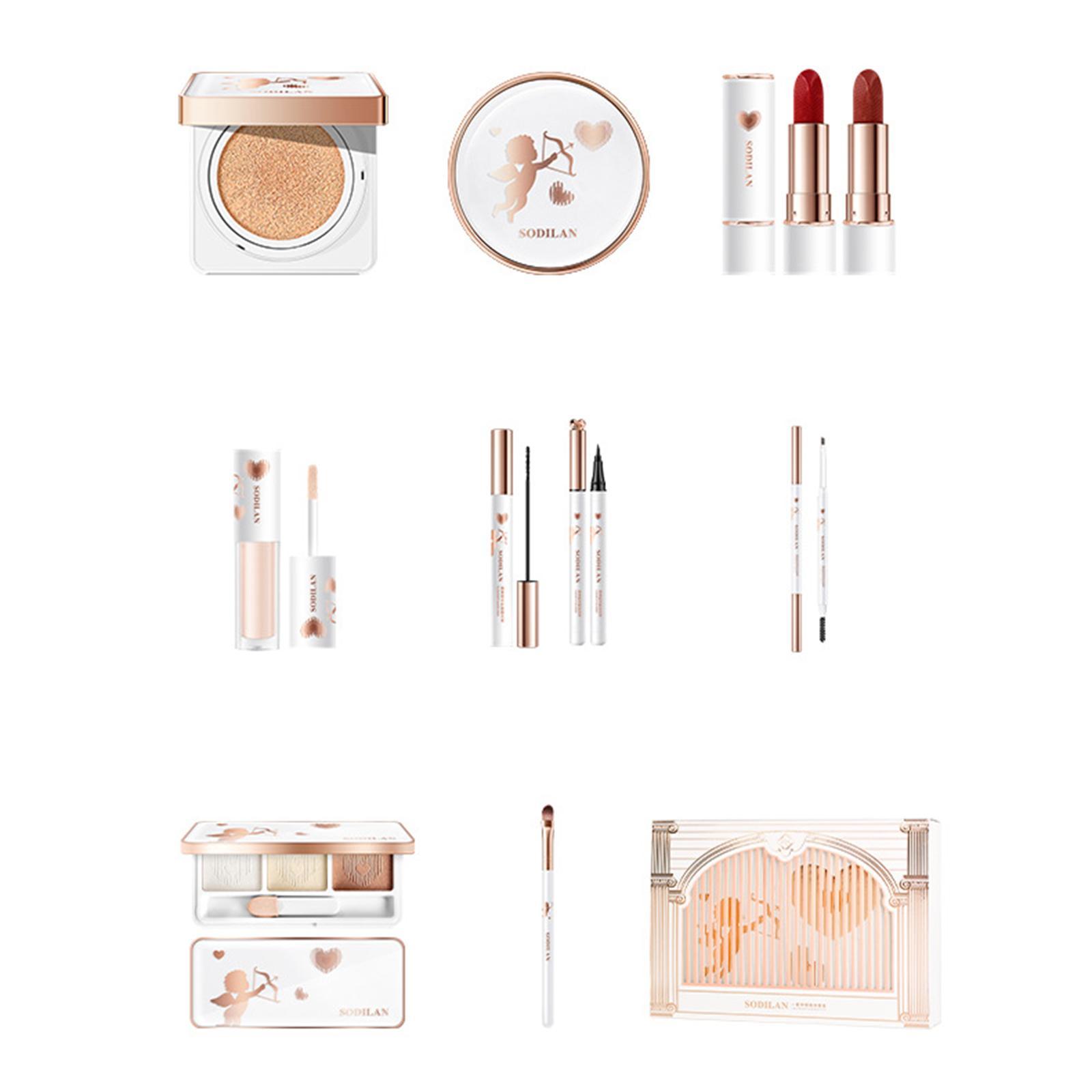 Makeup Set Include 3 Colors Eyeshadow 2x Lipstick Cushion BB Cream Concealer eyeliner for Beginners Women Girl
