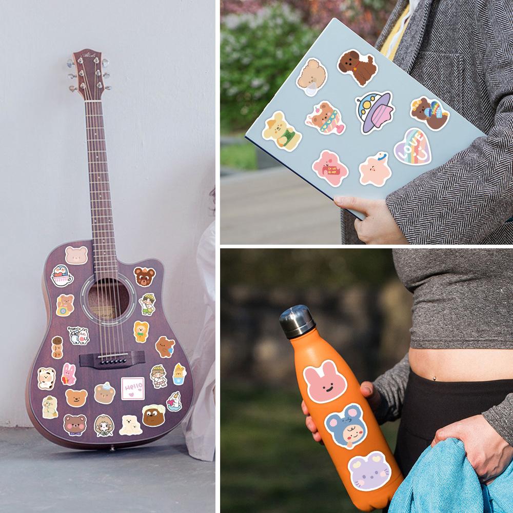 Sticker NÂU PASTEL HÀN QUỐC hoạt hình trang trí mũ bảo hiểm,guitar,ukulele,điện thoại,sổ tay,laptop-mẫu S160