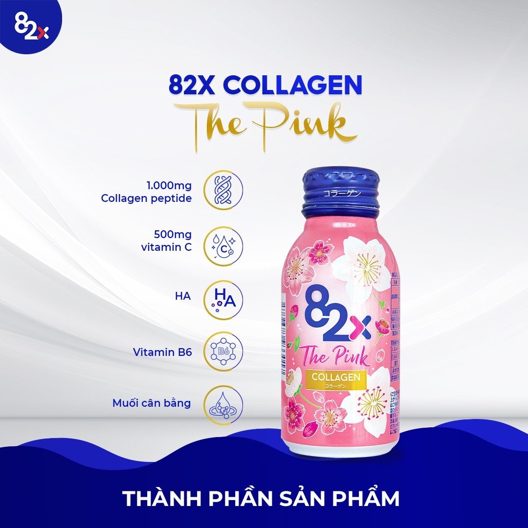 Combo 5 hộp 82X The Pink Collagen 1000mg Collagen, 300mg Vitamin C từ Nhật Bản