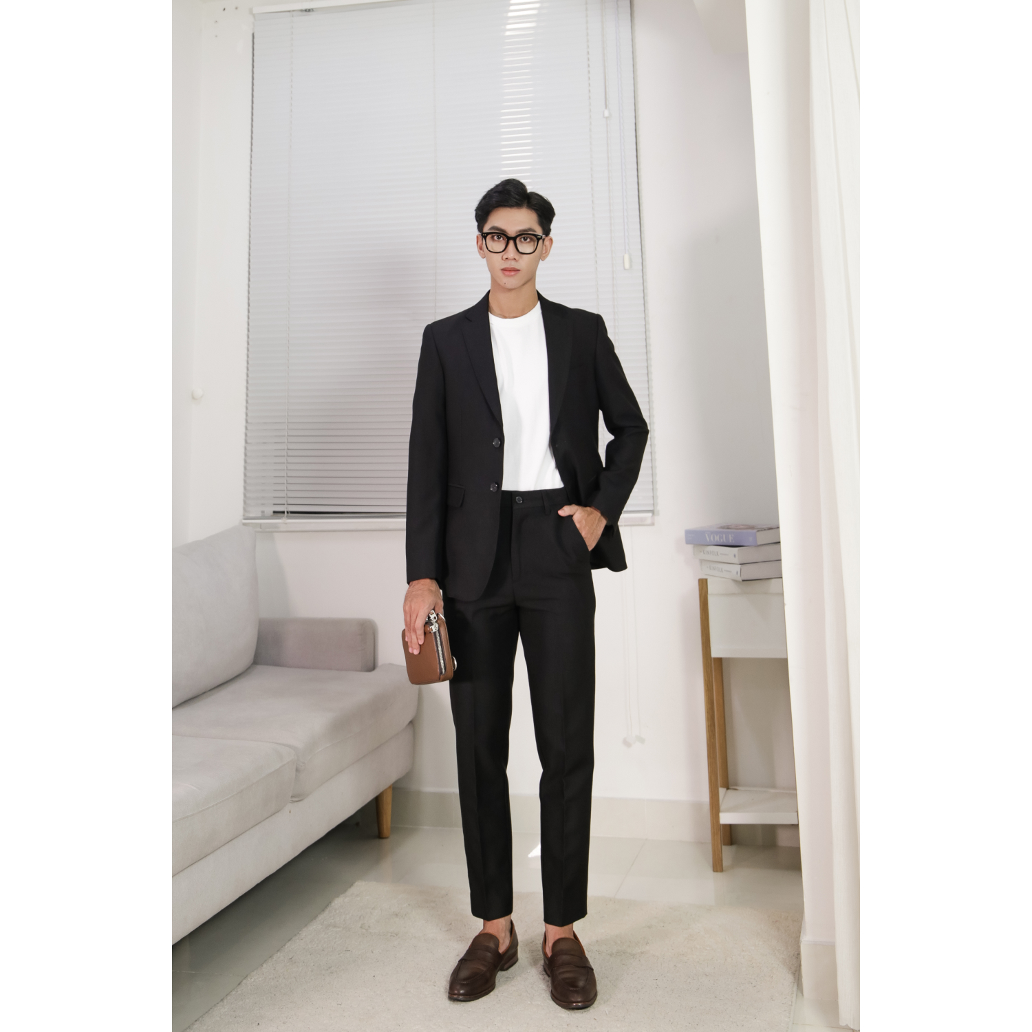 Bộ suit công sở may đo, thiết kế hai hàng khuy đơn, BASIC-SUIT-4 kiểu dáng Slim Fit, phong cách thanh lịch và sang trọng - HY.WO