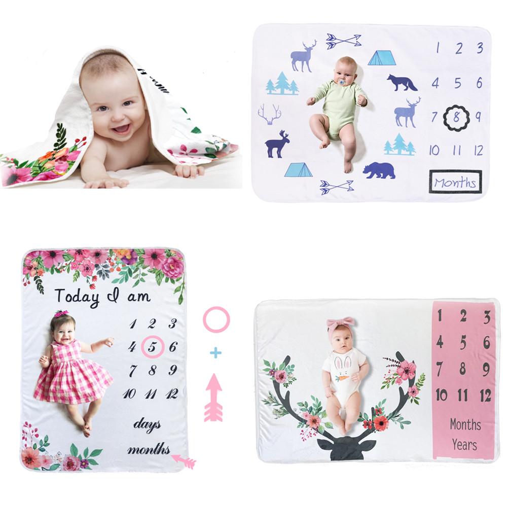 Cho Bé Hàng Tháng Cột Mốc Chăn Trẻ Sơ Sinh Chụp Ảnh Bọc Nền Lịch Sơ Sinh Xe Đẩy Bao Chăn Ga Gối Ngủ Đầm