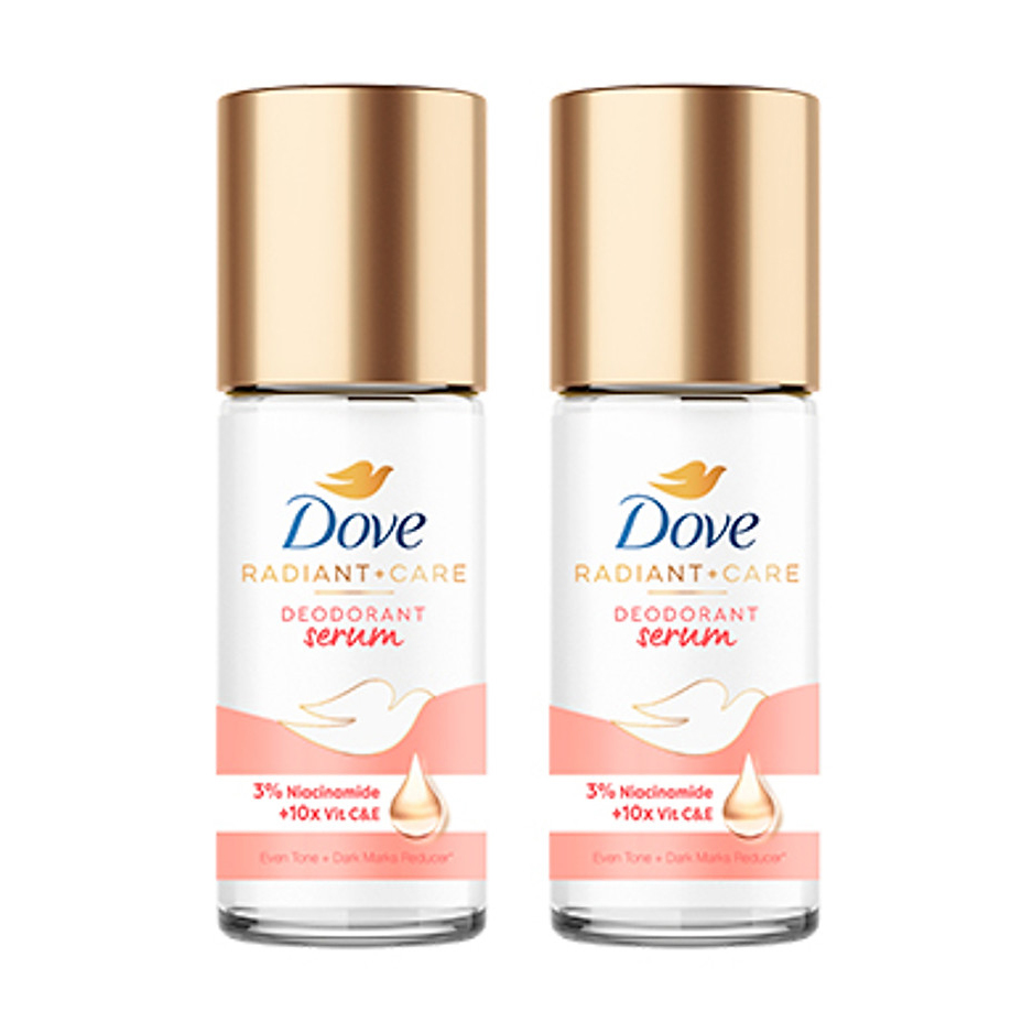 Combo 2 Lăn ngăn mùi tinh chất serum cao cấp Dove dành cho nữ với 3% Niacinamide dưỡng da sáng mịn đều màu 45ml