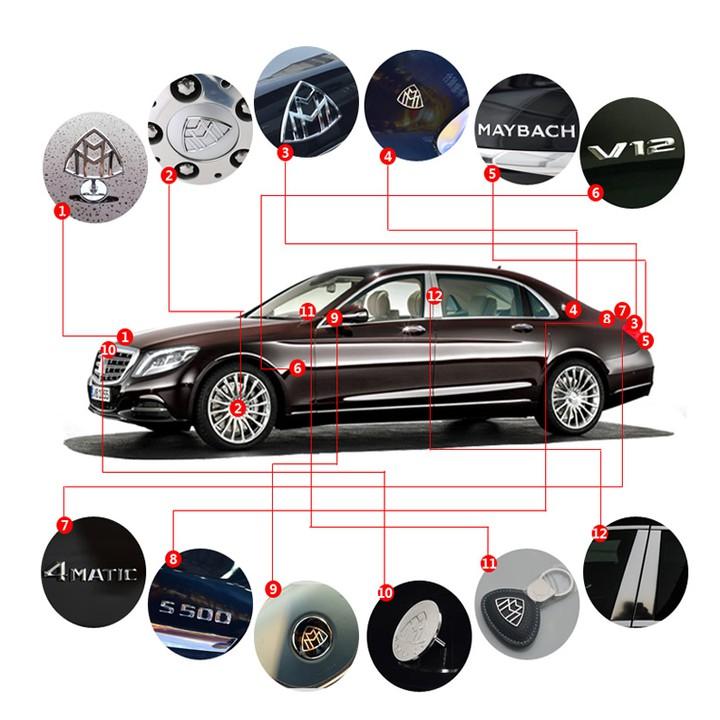 Bộ 2 chiếc logo biểu tượng Maybach Inox cao cấp dán hông xe G80707 (Chất liệu hợp kim cao cấp)