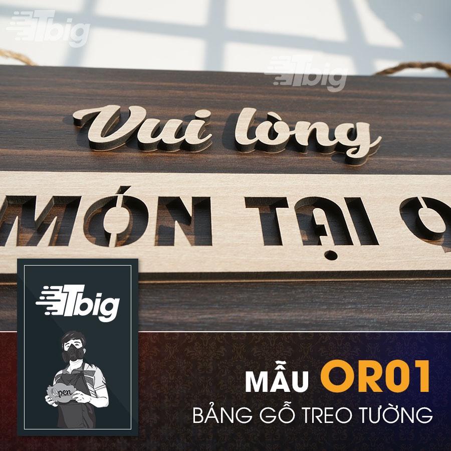 Bảng gỗ treo nội dung vui lòng gọi món tại quầy thiết kế đơn giản sang trọng