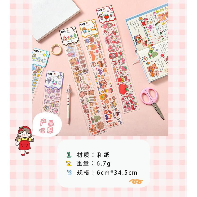 Sticker trong dán sổ khổ chữ nhật dài siêu dễ thương