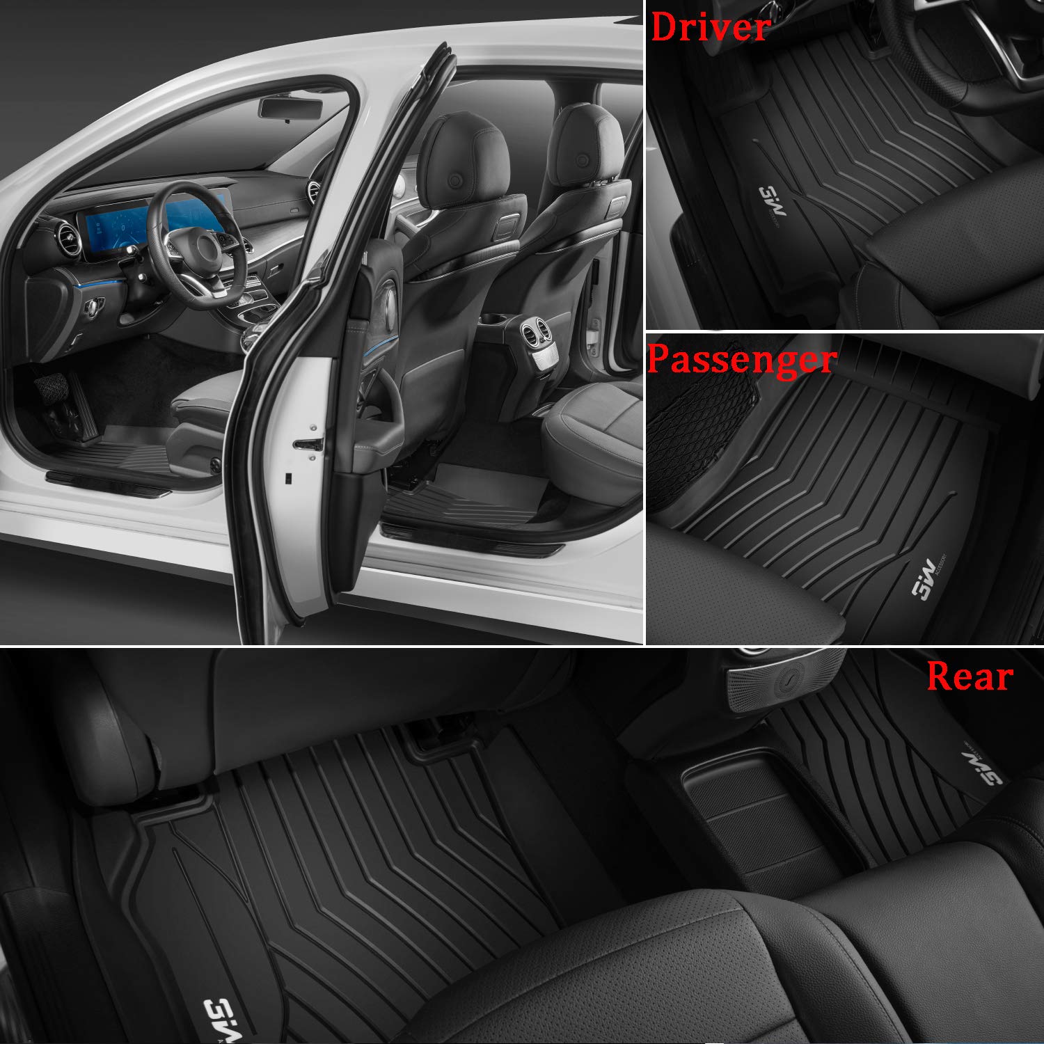 Thảm lót sàn xe ô tô danh cho Mercedes GLE 2015 - 2019 Nhãn hiệu Macsim 3W chất liệu nhựa TPE đúc khuôn cao cấp - màu đen