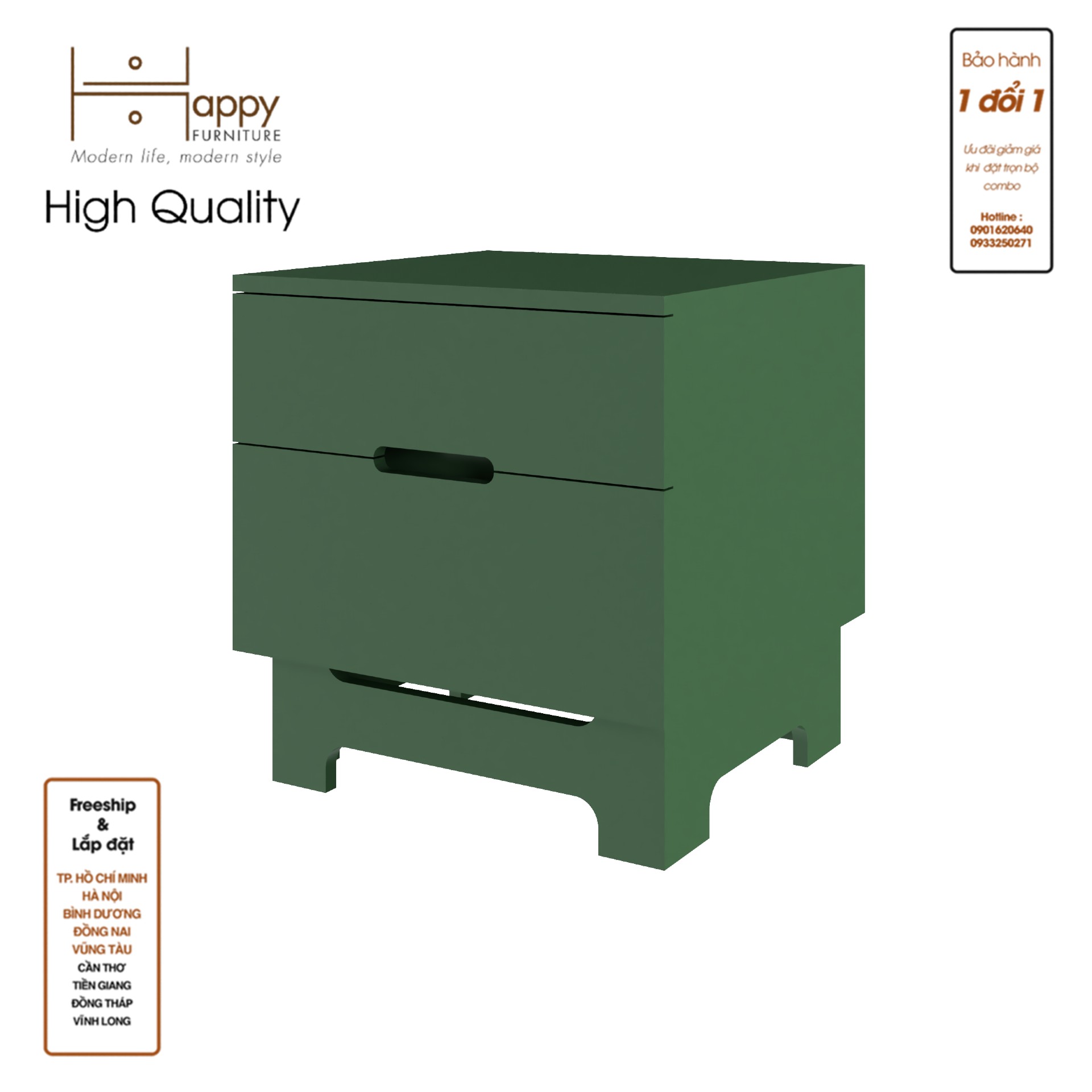 [Happy Home Furniture] MOLLY, Táp đầu giường 2 ngăn kéo, 50cm x 45cm x 52cm ( DxRxC), THK_108