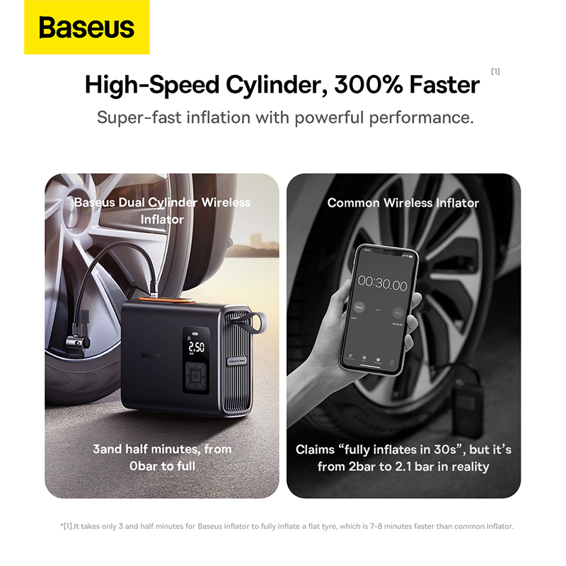 Máy bơm lớp xe hơi Baseus Mega EnergyPump Series Dual Cylinder Wireless Inflator (hàng chính hãng)