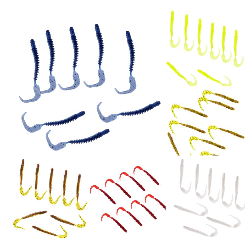 8pcs Soft Earthworm Worm Lures Fishing Baits Ribbed Body Lure
