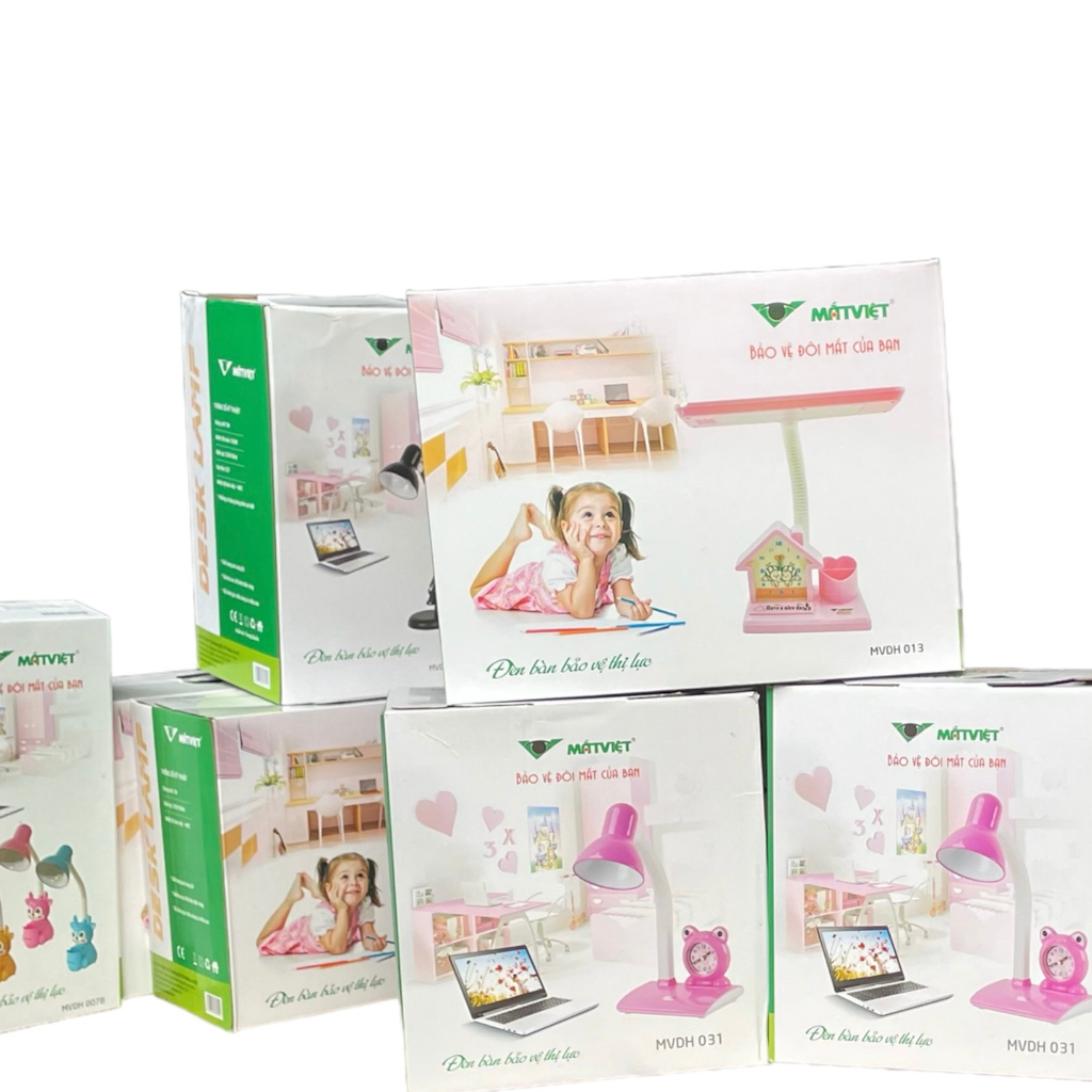 Đèn học tích điện để bàn Mắt Việt 038 6W 3 chế độ sáng kết hợp bóng ngủ tiết kiệm điện năng