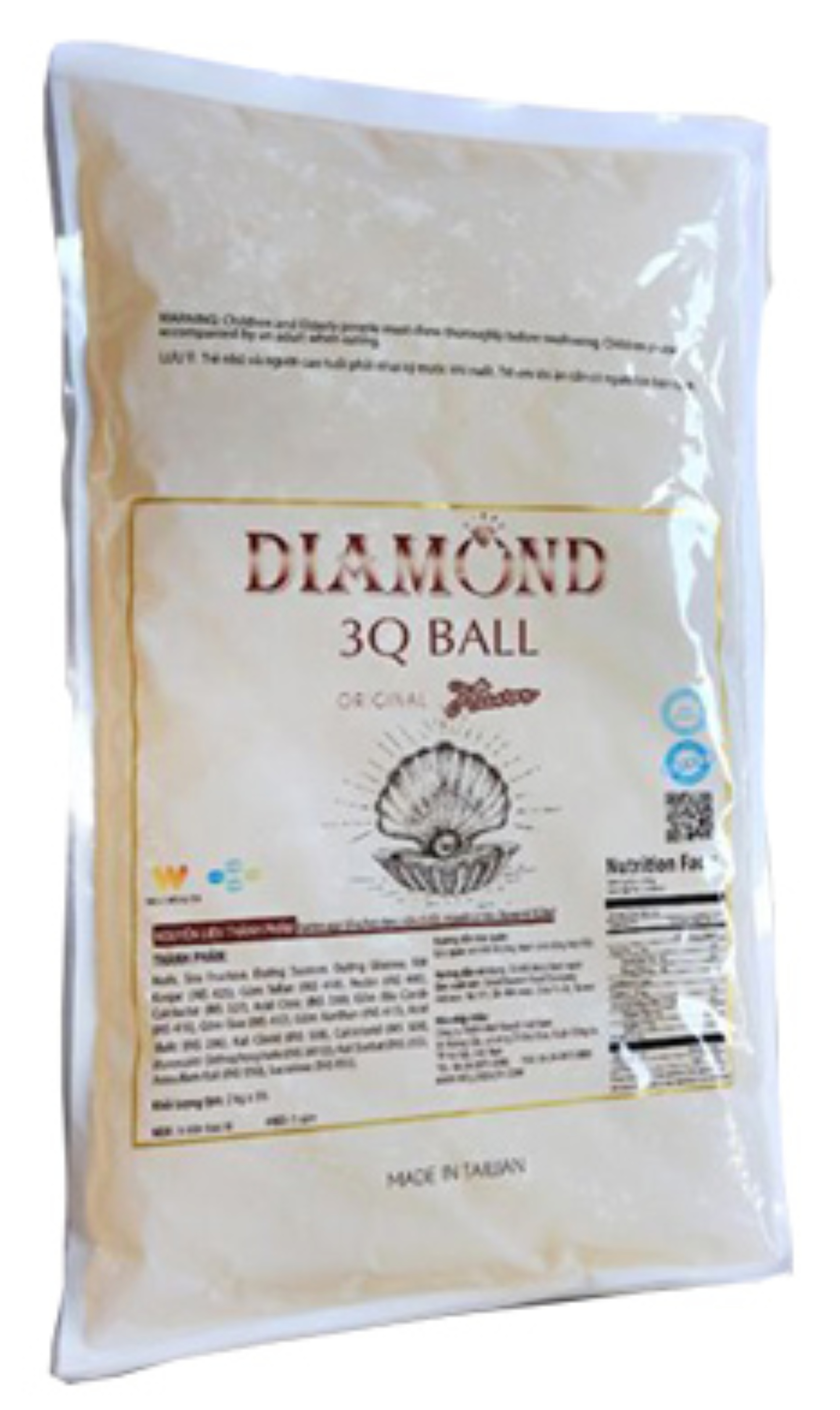 Trân châu trắng 3Q Diamond nhập khẩu Đài Loan 2 Kg, ăn liền mà không cần nấu/ Kanten Agar tổng hợp dạng viên cô đặc nguyên vị hiệu Diamon 3Q Ball 2 Kg